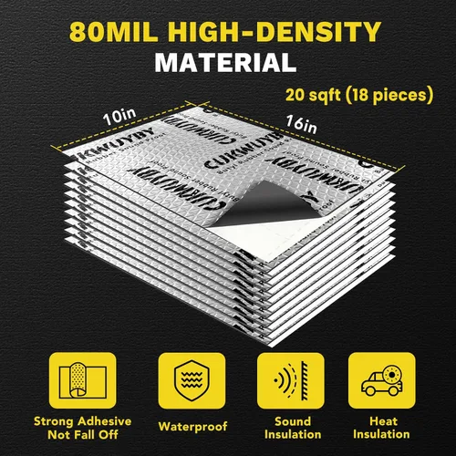 Miniatura 4 de Material de Amortiguación de Sonido para Coches, 80 mil (2 mm) 10 pies cuadrados (0.93 m²) Alfombrilla de Amortiguación de Sonido para Coche