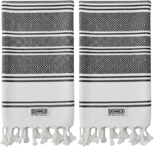 Miniatura 15 de DEMMEX Toallas de mano turcas de algodón orgánico certificado para baño, juego de 2, toallas de cocina y gimnasio, toallas de viaje compactas