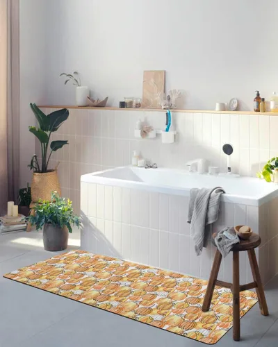 Miniatura 5 de Tapete de baño vintage con diseño de calabazas para bañera, antideslizante, de secado rápido y absorbente, con tierra de diatomeas, fregadero
