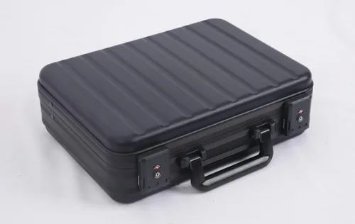 Miniatura 4 de Maletín de dinero de aluminio negro para efectivo cajas de metal para hombres negocios Attache caso rígido doble combinación cerraduras con espuma
