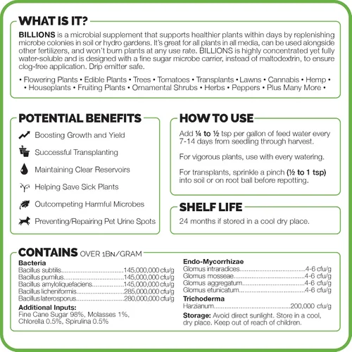 Miniatura 5 de TPS Nutrients Billions - Inoculante de raíces de hongos micorrícicos para plantas, soluble en agua con micorrizas, bacterias y tricoderma, 8 onzas