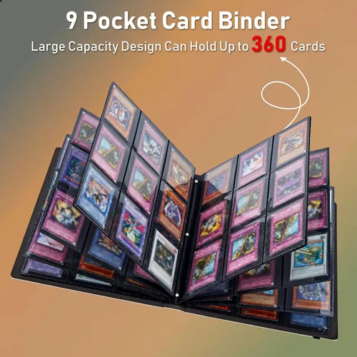 Miniatura 6 de Carpeta para tarjetas de intercambio, 9 bolsillos para tarjetas intercambiables, 360 bolsillos de doble cara, funda para tarjetas