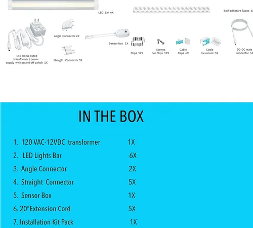 Miniatura 6 de LAMPAOUS Kit de iluminación LED regulable para debajo del gabinete, kit de iluminación segura para pistola activada por ondas manuales, sensor