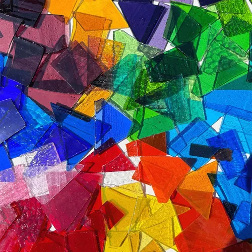 Miniatura 2 de Coloridos restos de vitrales, mosaico de vidrio transparente para manualidades a granel, hojas de vitrales irregulares, paquete de valor de 35 onzas