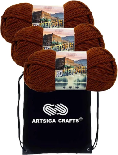Miniatura 36 de Lion Brand Hometown New York White 135-100 (3 madejas - mismo lote de tinte) #6 S Bulky - Hila acrílica para crochet y tejer con bolsa para proyectos