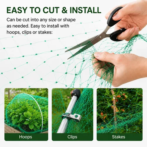 Miniatura 7 de Red para pájaros para protección del jardín, red de malla verde reutilizable para fresas, arándanos, verduras, árboles frutales y camas de jardín