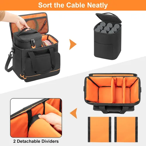 Miniatura 3 de PGmoon Funda de micrófono inalámbrico con 9 ranuras, bolsa de viaje para sistema de micrófono de mano, funda de transporte para cantar, karaoke