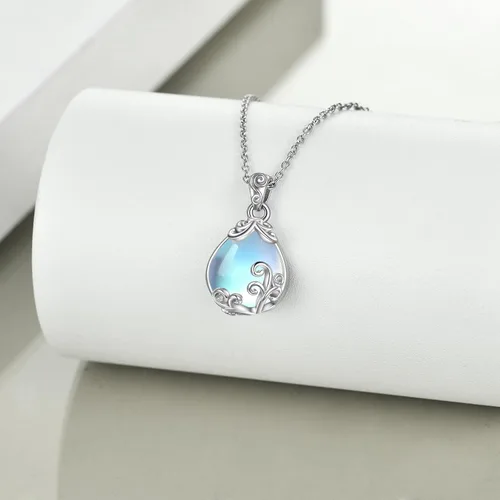 Miniatura 5 de POPLYKE Collar con colgante de lágrima de filigrana de plata de ley, joyería de cristal para mujer