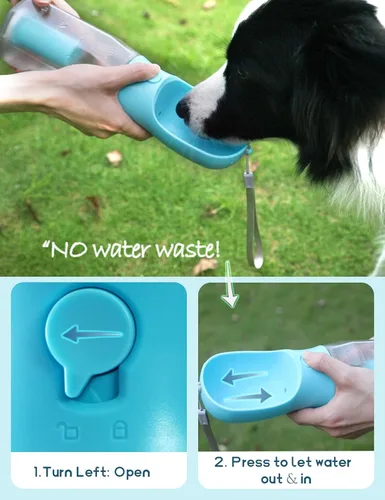 Miniatura 3 de Botella de agua portátil para perros pequeños, dispensador de cuencos de viaje 3 en 1 para mascotas con contenedor de alimentos y soporte para bolsa