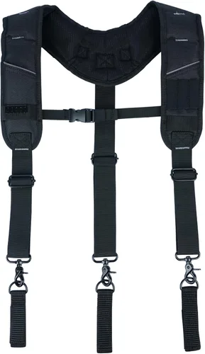 Miniatura 9 de KUNN Tirantes para cinturón de herramientas, 3 puntos acolchados de alta resistencia, bolsa de trabajo de construcción para hombres con trabillas