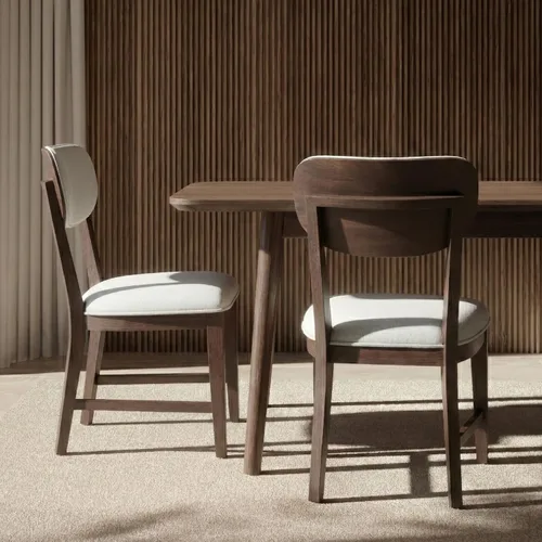 Miniatura 13 de COLAMY Juego de 2 sillas de comedor de madera maciza, modernas sillas de cocina tapizadas de mediados de siglo con cojín de 3.3 pulgadas de grosor