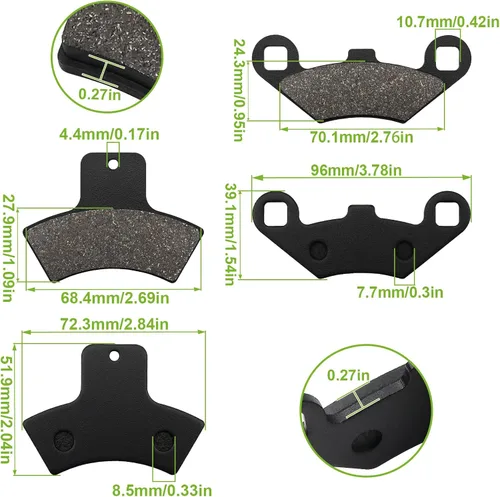 Miniatura 6 de ZICOO Pastillas de Freno Delantero y Trasero para Polaris Sportsman 500 4x4 HO 335 400 Scrambler 500 Magnum 325 TrailBlazer 250 400 Trail Boss 330