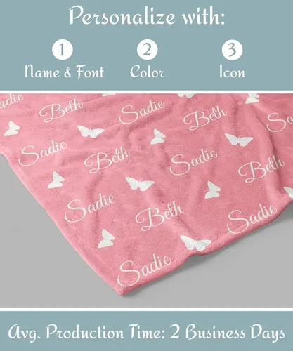 Miniatura 2 de Mantas de bebé personalizadas para niñas y niños con nombre e icono personalizado, regalos personalizados para bebés, niños pequeños, mantas de bebé