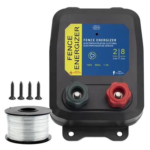 Miniatura 10 de Cargador de cerca eléctrica PE2 – 0.10 Joule, Cargador de cerca eléctrica enchufable de 2 millas/8 acres, para perros, ganado, ardillas, corrales