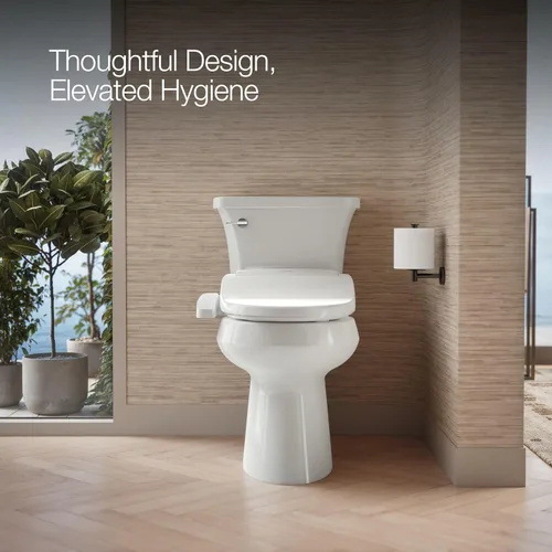 Miniatura 16 de Kohler PureWash E580 - Asiento de inodoro para bidé, redondo, color blanco, con tapa de cierre silencioso que evita golpes, varita autolimpiante