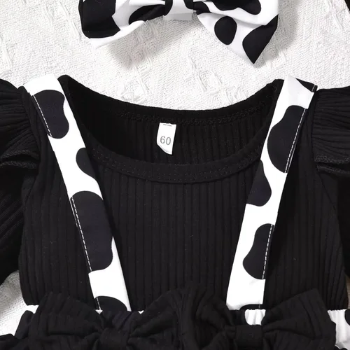 Miniatura 44 de Unutiylo Ropa de bebé recién nacida prematura con tirantes, traje de otoño e invierno, traje de manga larga con volantes