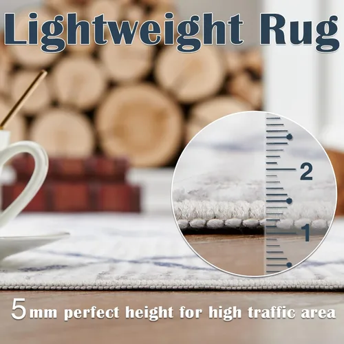 Miniatura 5 de jinchan Alfombra marroquí de pasillo 2x6 - Alfombra lavable a máquina para cocina, alfombra moderna geométrica de pelo bajo, suave, ligera, azul