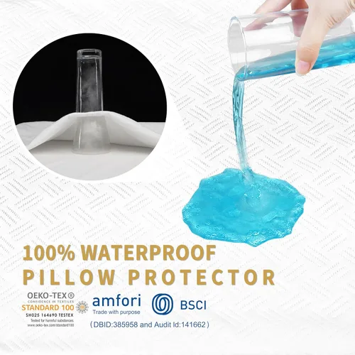 Miniatura 2 de Safe and Sound Protector de almohada impermeable con cremallera, funda de almohada suave y transpirable de microfibra tamaño estándar, funda