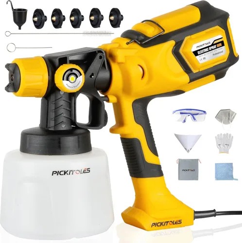 Miniatura 11 de Pulverizador de pintura HVLP de 1000 W, pistola eléctrica de alta eficiencia con 6 boquillas, patrones variables de flujo ajustable, contenedor