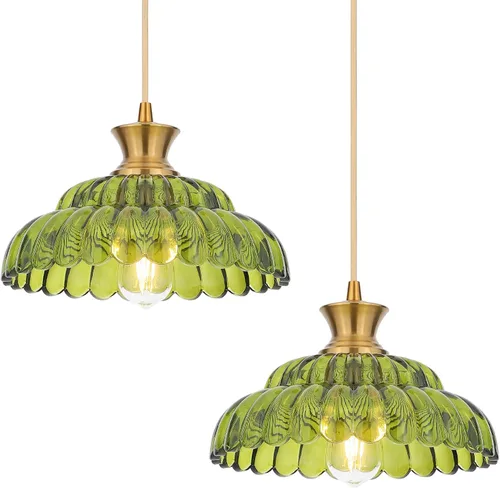 Miniatura 13 de Lámpara colgante de cristal rojo, 11.8 pulgadas, iluminación colgante vintage de vidrio dorado cepillado, lámpara de techo colgante moderna