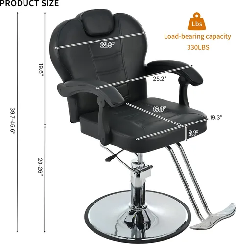 Miniatura 3 de Merax Silla de peluquería reclinable hidráulica para peluquería con asiento 20% más ancho y bomba hidráulica resistente, equipo de belleza mejorado