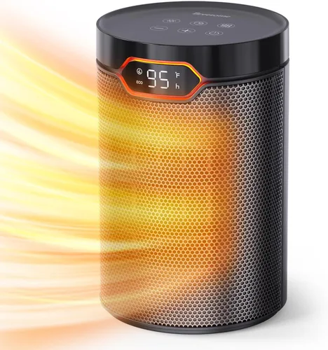 BREEZOME Calentador de espacio, calentadores eléctricos portátiles para uso en interiores con termostato y temporizador de 24 horas, calentador de