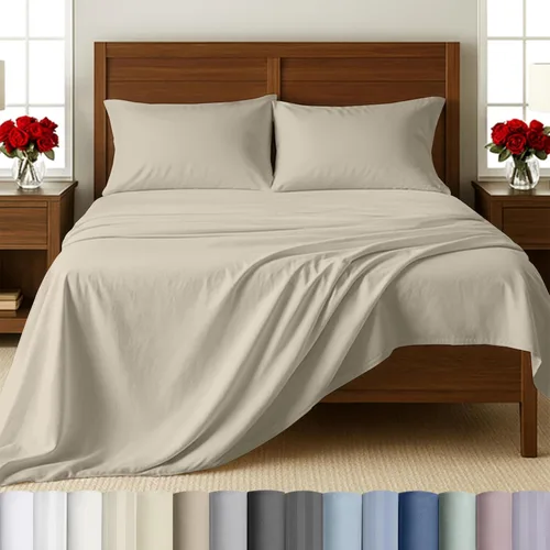 Miniatura 11 de California Design Den Sábanas de cama tamaño individual, sábanas suaves de 100% algodón con bolsillos profundos elásticos, 500 hilos satinados, 13