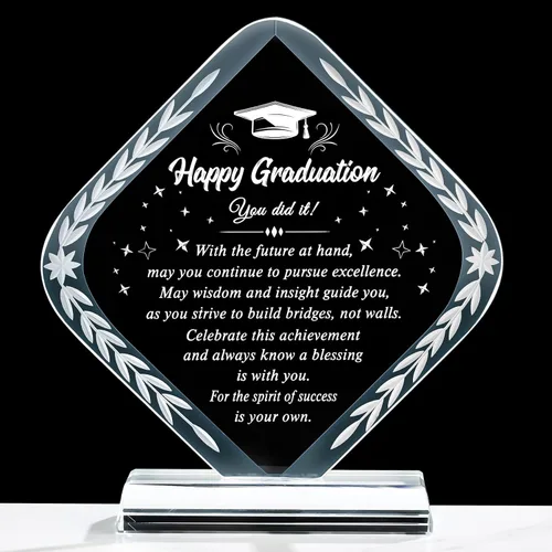 Miniatura 10 de YWHL Regalos de graduación para él o ella, regalos inspiradores para graduados de la clase de 2025, recuerdo de graduación de cristal grabado