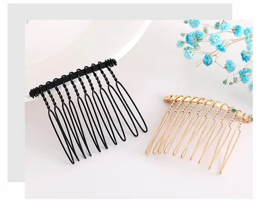 Miniatura 9 de 10 dientes de metal negro pinzas para el pelo mágico pasadores laterales alambre torsión moño abrazadera invisible Bang peine 10 unids
