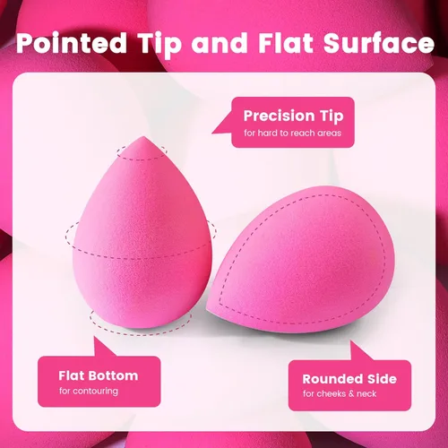 Miniatura 3 de BEAKEY - 5 esponjas de maquillaje, esponjas de belleza sin látex para una aplicación impecable de productos líquidos, en crema o en polvo, esponjas
