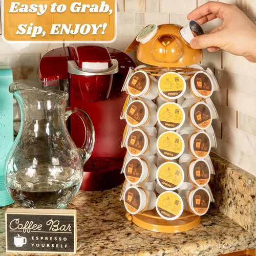 Miniatura 4 de Made Easy Kit Soporte para cápsulas de café en carrusel, compatible con cápsulas Keurig K-Pods K-Cups, organizador de almacenamiento en mostrador