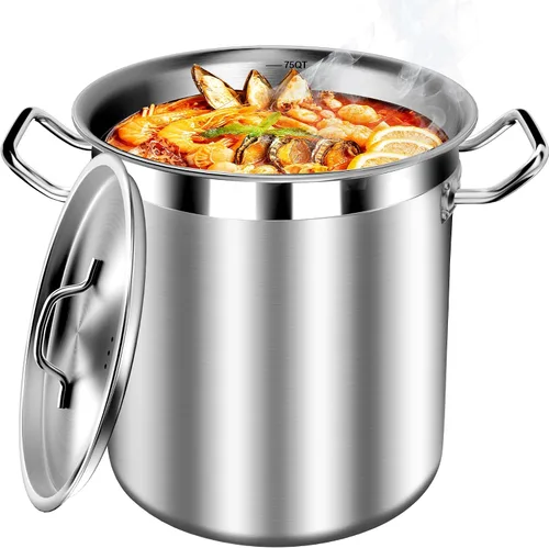 Miniatura 10 de STOCKPOT Olla de cocina, olla de acero inoxidable, olla de sopa con tapa de vidrio, ollas de inducción - 6 cuartos