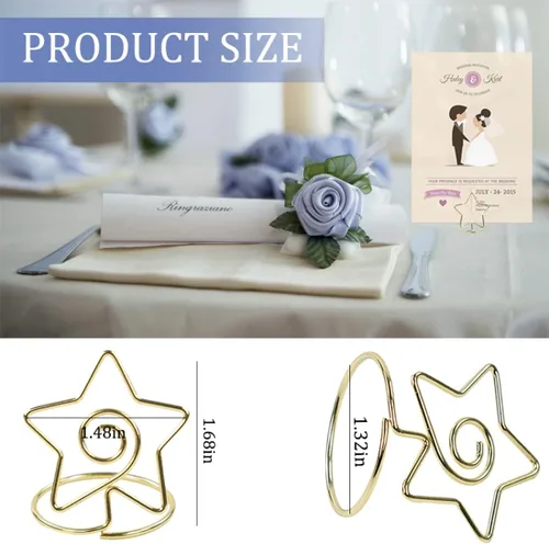 Miniatura 2 de ELANE Juego de portatarjetas de boda: mini estrellas, 20 piezas, soportes para números de lugar y mesa