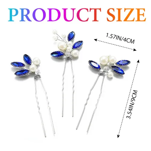Miniatura 2 de Pinzas de pelo de boda plateadas, pinzas para el pelo de perlas con diamantes de imitación, accesorios para el cabello de novia para mujeres