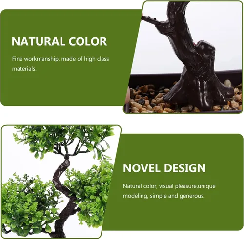 Miniatura 6 de EXCEART Árbol bonsái artificial, plantas de plástico, adorno bonsái para decoración de boda, árbol bonsái de imitación verde