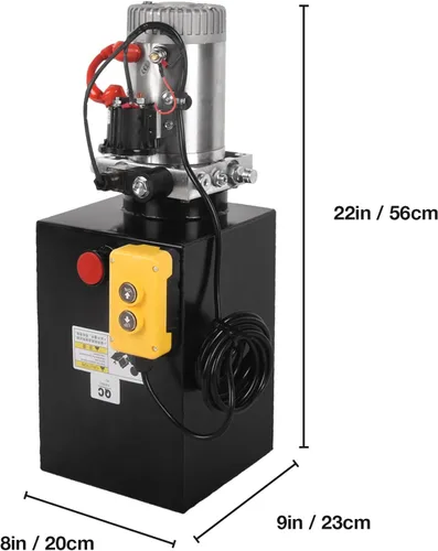 Miniatura 5 de Doppy Unidad de potencia hidráulica, 13 cuartos de galón, bomba de remolque de depósito de metal de efecto único, 12 V, 3200 PSI con control remoto