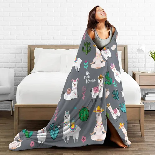 Miniatura 5 de Manta de franela suave y cálida con diseño de llama alpaca, manta de cama de franela de forro polar, regalo para niños, niñas, adultos o silla