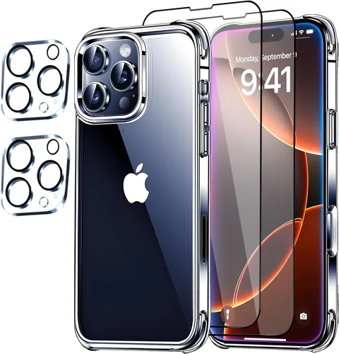 Miniatura 11 de Funda transparente 5 en 1 para iPhone 12 Pro de 6.1 pulgadas, con 2 protectores de pantalla HD + 2 protectores de lente de cámara, película