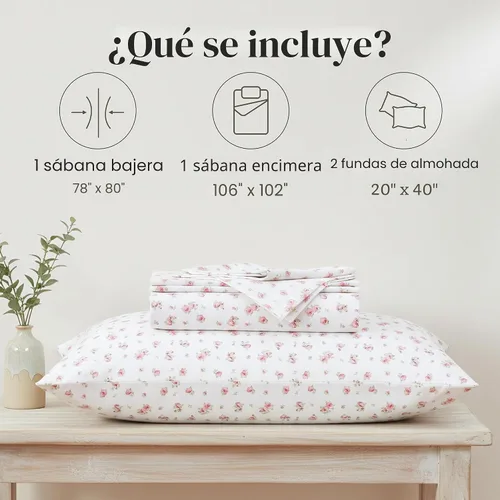 Miniatura 3 de Modern Threads - Sábanas de microfibra sedosa y libre de arrugas, sábanas de lujo de microfibra, incluye sábana encimera, sábana bajera con 17 rosas