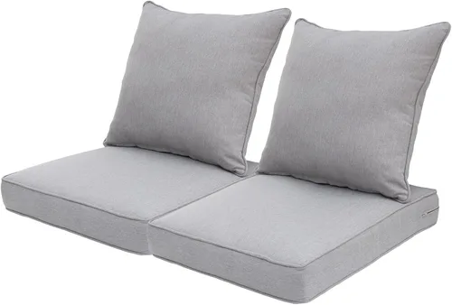 Miniatura 13 de QILLOWAY Juego de cojines de poliéster para sillas de exterior, cojines de exterior para muebles de patio, todo tipo de clima. Gris carbón/negro