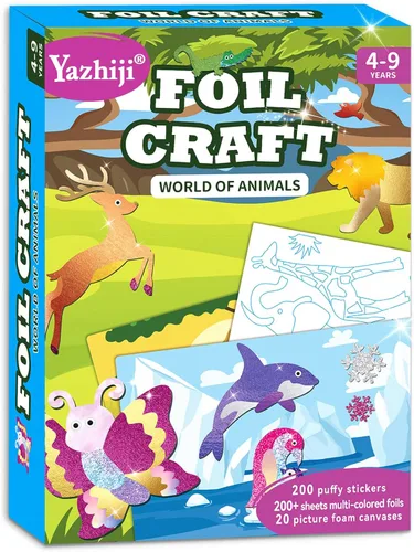 Miniatura 9 de Yazhiji Kits de Arte de Hoja de Aluminio para Niños - Juego de Actividad Divertido Sin Desorden de Insectos y Mariposas - Kit de Arte de Impresión