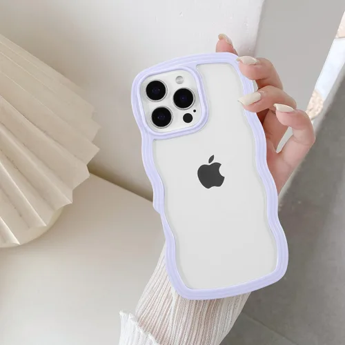 Miniatura 57 de QLTYPRI Funda compatible con iPhone 7/8/SE, bonita funda transparente con marco ondulado rizado para niñas y mujeres, funda protectora de TPU