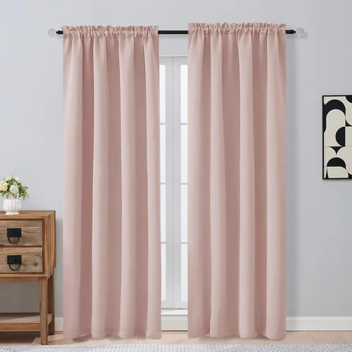 Miniatura 260 de OVZME Cortinas opacas turquesa para tratamiento de ventanas pequeñas, cortinas cortas con bloqueo de luz para ventana de cocina sobre el fregadero