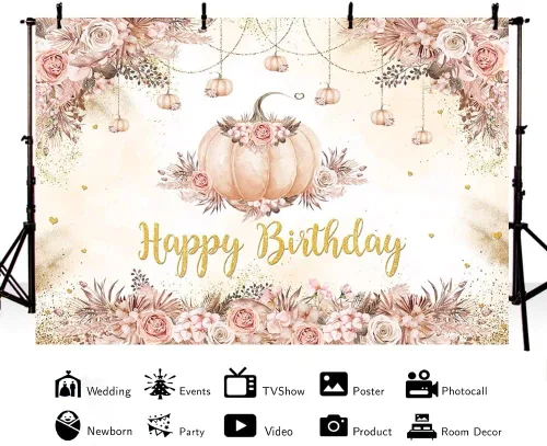 Miniatura 2 de MEHOFOND Telón de fondo de cumpleaños bohemio rosa de 7 x 5 pies para niña, otoño, bohemio, floral, hierba de las pampas, fondo de fotografía