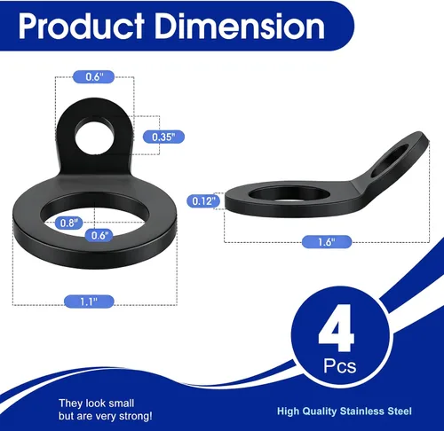 Miniatura 2 de Paquete de 4 correas de anclaje negras Feanron para remolque de motocicleta, accesorios de acero inoxidable ATV Dirt Bike Accesorios, anillo