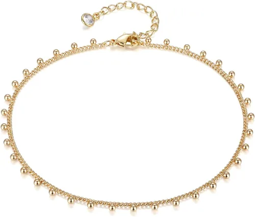 LOYATA - Tobillera delicada bañada en oro de 14 quilates para mujeres, con pequeña cruz de circonia cúbica blanca y borlas bonita joyería para