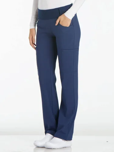 Miniatura 6 de Cherokee Pantalones Médicos para Mujeres de Tiro Medio Pierna Recta Pantalones de Uniforme Médico para Mujeres sin Cierre con 6 Bolsillos