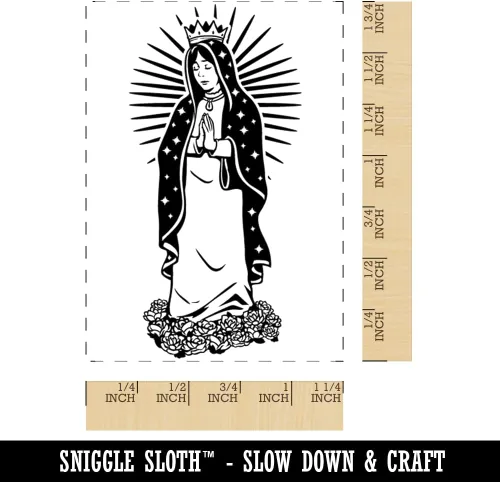 Miniatura 2 de Virgen Maria de Guadalupe - Sello rectangular de goma para estampado de manualidades, 1.7 pulgadas, pequeño