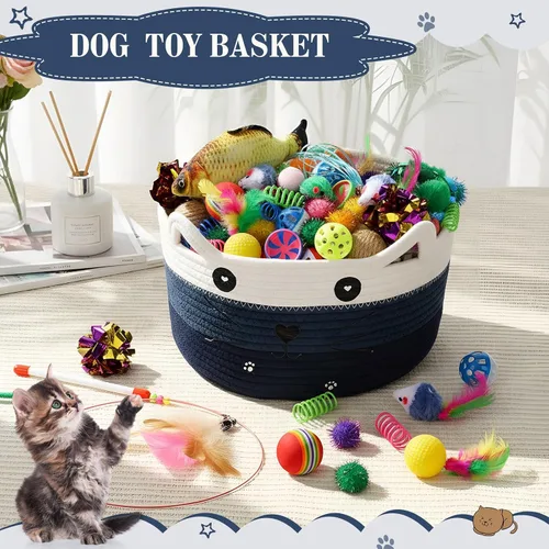Miniatura 5 de Zopeal Juego de 76 cestas de almacenamiento para gatos, juguetes interactivos para gatos, varita para gatitos, bolas parpadeantes coloridas, bolas