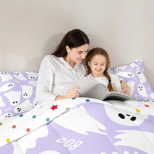 Miniatura 2 de Castle Fairy Juego de edredón de cama con temática de Halloween, tamaño Queen, juego de ropa de cama de microfibra súper suave estilo caricatura